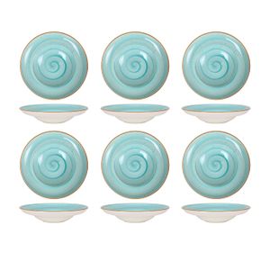 Soucoupes vintage en porcelaine blanches et bleues Blanc/Bleu