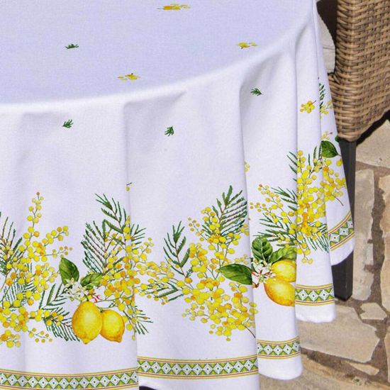 Grande Nappe Provençale En Coton Jaune Motif Abeille 130x176 Cm - Occasion