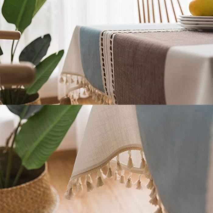 Deconovo Nappe Rectangulaire Anti-Tache 150x300cm - Nappe Extérieure Imperméable En Microfibre Gris Clair