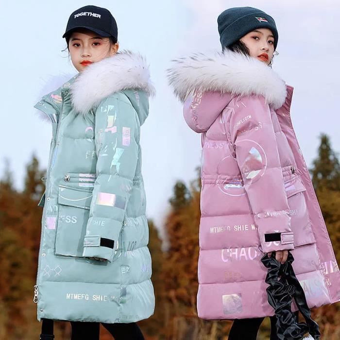 Doudoune Enfant Fille - Manteau D'Hiver Chaud, Coupe-Vent, Capuche à Fourrure, Pour Ski Et Neige - 10