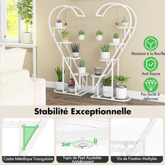 RELAX4LIFE Porte Plante Bambou 3 Niveaux Pliable - Support Orchidée Réglable Hauteur - Intérieur Extérieur