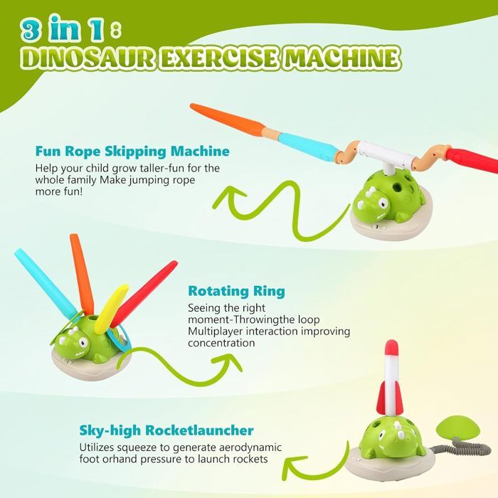 Jeu Musical De Saut à Anneau Et Lanceur De Fusée à Pied 3 En 1 Pour Enfants, Amusement Sportif Intérieur Et Extérieur Pour Les Enfants De 3 à 9 Ans, Télécommande Et Activités De Design Sécurisé