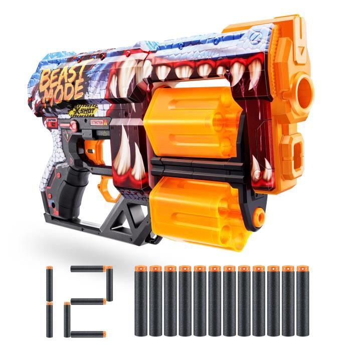 XShot Skins Last Stand – Game Over 14 fléchettes munitions by ZURU, X-Shot, Slam Fire, Barillet Rotatif Automatique, Pistolet à Mousse puissant Jouet