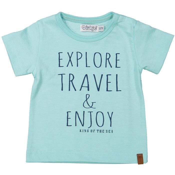 DIRKJE T-shirt Explore Travel & Enjoy Bleu Clair Enfant Garçon