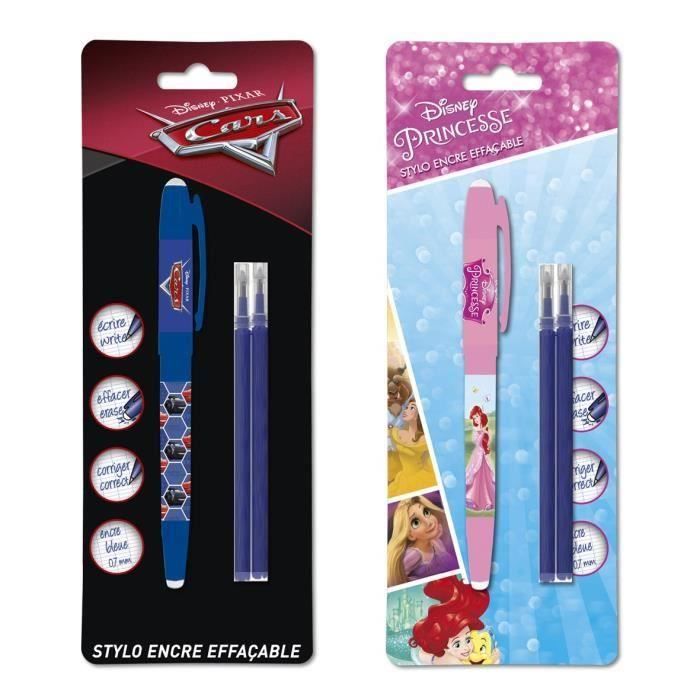 DISNEY CLASSIQUE Stylo Roller + 2 recharges gel effaçable - Bleu - S/Coque (Lot de 3)