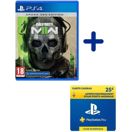 Pack COD : MWII - Call of Duty : Modern Warfare II Jeu PS4 + Carte cadeau PlayStationPlus 25 Euros