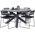 Ensemble table et chaises de jardin - Parma - Table Ø140cm et 4 chaises Lina - Noir et gris-0
