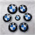 7 pièces BMW avec emblème de capot avant, 82mm, Badge arrière 74mm + capuchon de moyeu de roue 68mm + autocollant de volant, 45mm-0