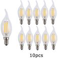 10X E14 Forme Bougie LED 4W Filament Ampoule LED Lampe Blanc Chaud 2700k Flame Tip Bright Lampe 400LM Non Dimmable AC220-240V-0