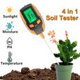 Testeur de Sol 4 en 1 Soil Tester PH-mètre, température, hygromètre pour Jardin Ferme Pelouse Intérieur en Plein Air Plante Fleur-0