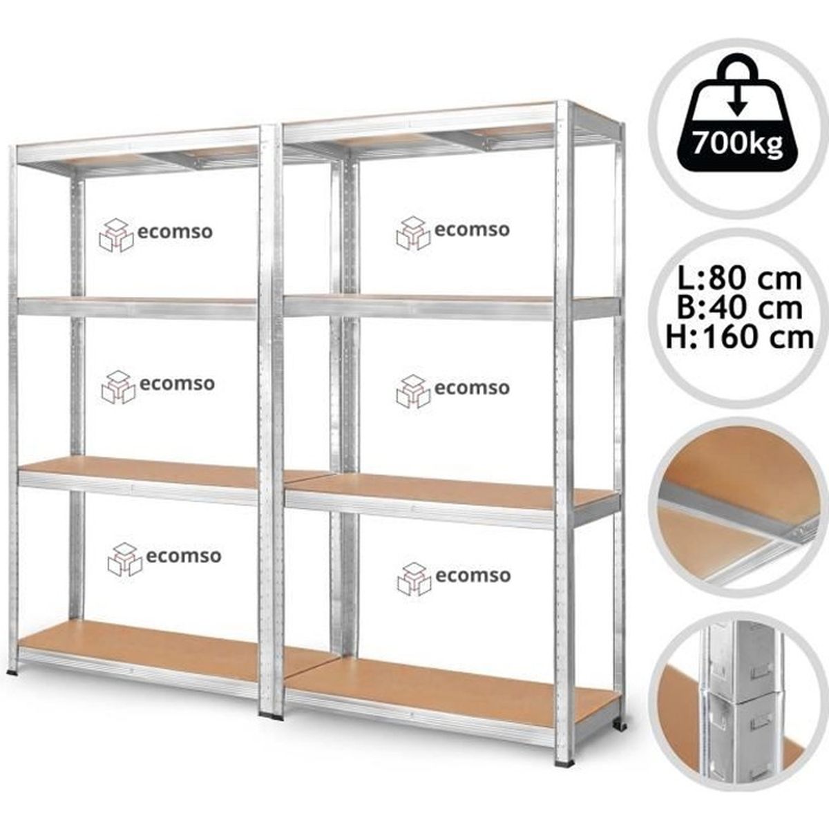 Lot De 2 Etagere Charge Lourde Metallique Clipsable Modulable