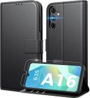 Coque portefeuille en cuir pour SAMSUNG GALAXY A16 4g/5g + 2 vitres en verre trempé - MASSILIA TECH - Noir mat hd