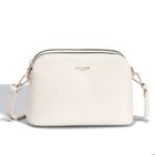 David Jones - Petit Sac Bandoulière Femme - Sac à Main Chaîne Porté Epaule 3 Zip Compartiments - Besace Sacoche Simili Cuir - Beige