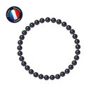 Bracelet - PERLINEA - Véritable Perle de Culture d'Eau Douce 5-6 mm - Noir - Élastique Haute Résistance - 18 cm