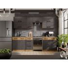 WILTEC Cuisine complète ROCK 7 éléments - Décor chêne lancelot et gris matera - L260 x P 52 x H82 cm - Plan de travail non inclus