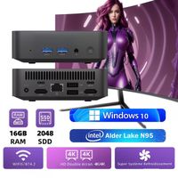 Mini PC Alder Lake Ν95(jusqu'à 3.4GHz) 16Go DDR4 128Go HDD 2TB SDD,Ordinateur de Bureau,4K@60HZ HD Dual Display, 2.4/5G WiFi,BT4.2