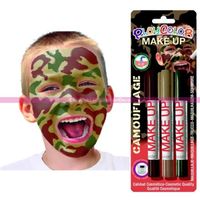 Lot de 3 Sticks de maquillage Camouflage - PLAYCOLOR - Bordeaux, Brun, Vert - Qualité cosmétique sans paraben