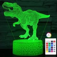 KENLUMO Dinosaure 3D Lampe de nuit cadeau Lampe de chevet LED télécommande Touchez pour changer de couleur 16 couleurs USB
