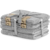 Lot de 6 serviettes de bain, gris, 2*70x140+4*50x100