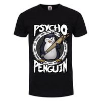 Un T-shirt Psycho Penguin noir pour homme avec imprimé Cute, cuddly & psychotic.