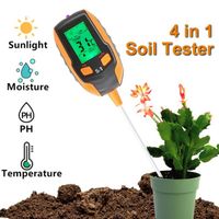 Testeur de Sol 4 en 1 Soil Tester PH-mètre, température, hygromètre pour Jardin Ferme Pelouse Intérieur en Plein Air Plante Fleur