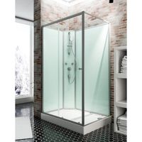 Cabine de douche intégrale 120x90 cm, cabine de douche complète rectangulaire Ibiza, porte coulissante, gauche, Schulte