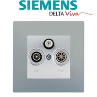 Siemens - Prise TV FM SAT Silver Delta Viva + Plaque Silver
