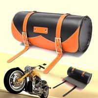 Ywei Sacoche Selle Latérale PU Cuir Rond Outil Sac Orange Cheval Pour Harley-Davidson