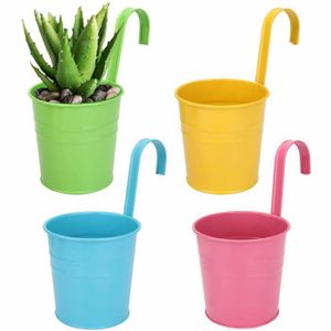 Lot De 3 Pots Suspendus Tanant - Pour Balcon Et Clôture - Métal Blanc Avec Drainage