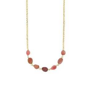 Collier Argent 925 Doré Avec Tourmaline Rose Naturelle - Bijouxia - Neuf étiquettes