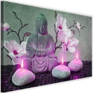 Tableau Aluminium ambiance zen déco bouddha et fleurs sur Declina