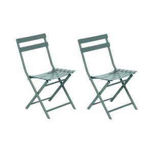 FAUTEUIL JARDIN  Lot de 2 chaises de jardin métal pliante Greensboro Vert Jade - Hespéride 51x42x80cm