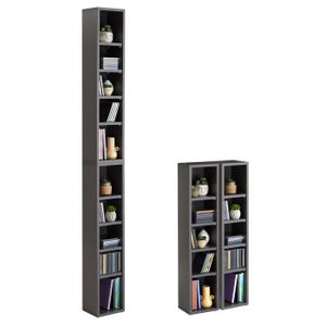 MEUBLE RANGE CD Etagères modulables MUSIQUE - IDIMEX - Lot de 2 meubles de rangement en colonne - 10 compartiments - Gris mat