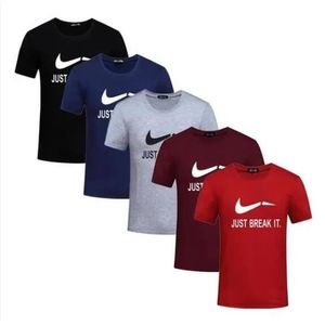 T-SHIRT Lot de 5 Mode Tee Shirt Homme Imprimé Col Arrondi Manches Courtes - Noir/bleu/gris/bordeaux/rouge