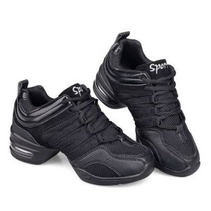 H/A Chaussures de danse pour femme Semelle fendue Chaussures de jazz à lacets Légères et respirantes En maille 