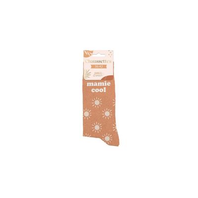 Chaussettes Paillettes Douce Mamie - Motif Fleur Orange Cuivre Mandarine Taille 36-42