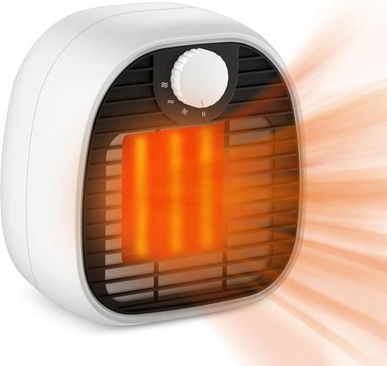 PREUP Radiateur Soufflant à économie D'énergie 1500w, Chauffage En Céramique Silencieux Avec Oscillation Automatique Et Poignée Pour Salle De Bain Salon Bureau Chambre Bébé Camping (1000w