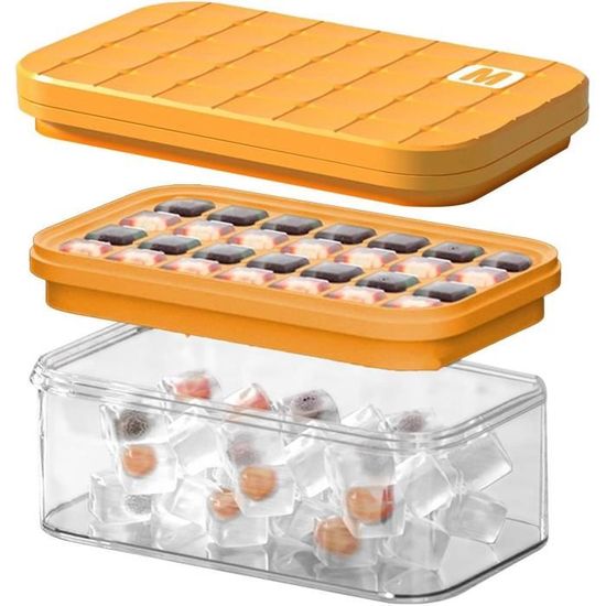 Bac à Glaçons Avec Couvercle Et Tiroir - 48 Cases - Réutilisable - Pour Whisky, Cocktails, Café - 13