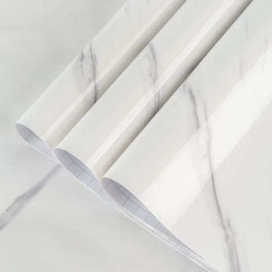 Papier Peint Modèle Marbre Granit Blanc,Lisse,Brillant,Épaissi,40Cmx9M,Papier Contact Autocollant Pour Comptoir,Film Adhésif[n518]
