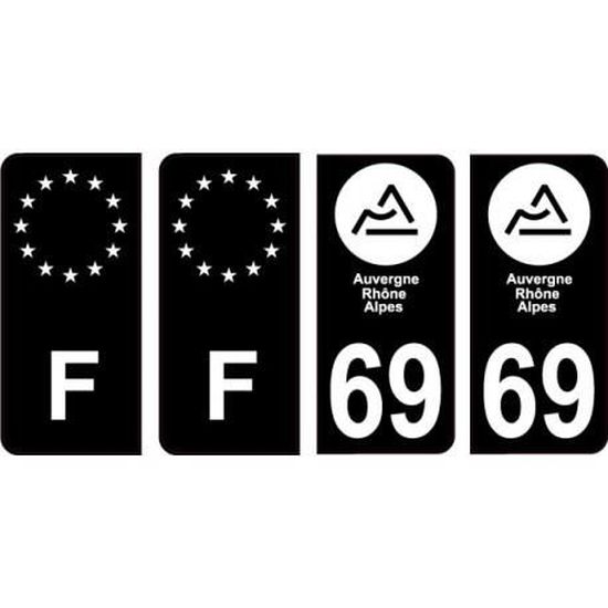 Nouveau logo Auvergne Rhône-Alpes Paire Sticker immatriculation 69