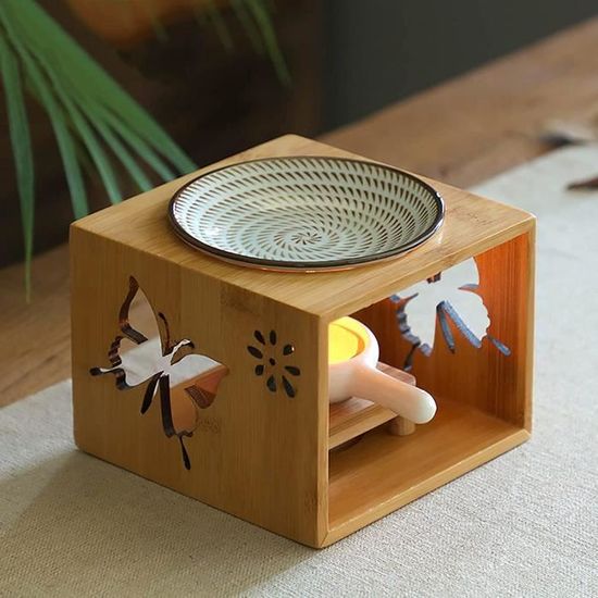 Bougeoir En Céramique Avec Cuillère - Brûleur à Cire Pour Bougies Et Huiles Essentielles - Design Tulipe (12.7x9.4x8.6cm) - 10