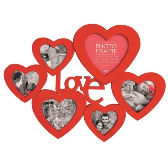 Cadre Photo Pele Mele Coeurs Pour 6 Photos Grand Format