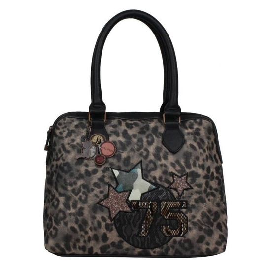 Sac à Main En Fausse Fourrure Lollipop - Taille Moyenne, Couleur Beige Et Doré