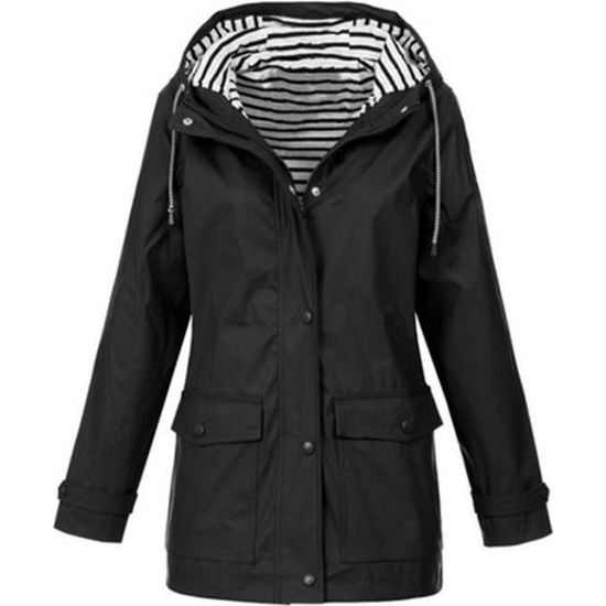 Veste de pluie grande taille femme YTisabella REMYCOO Noir impermeable et coupe vent Noir Cdiscount Pret a Porter
