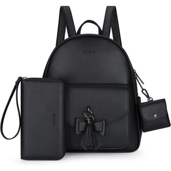 Sac à Dos Femme Élégant Mini En Cuir PU Avec Pompon - 22x10x28cm - Idéal Pour Ville, Loisir Ou Cadeau