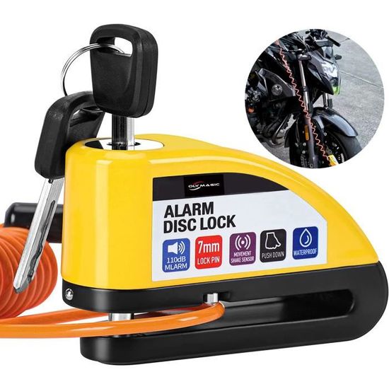 Bloque-disque Moto Avec Alarme 110 DB - Antivol étanche, Capteur De Mouvement, Pour Moto, Scooter, Vélo