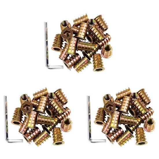 20 écrous à Inserts Filetés M6x25mm Zingués Pour Bois - Uxcell - Neuf