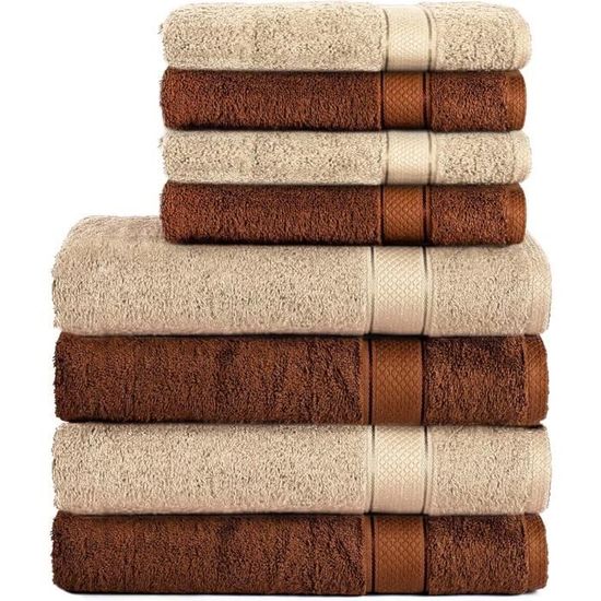 Lot Serviettes De Bain HOMELEVEL - 70x140 + 2 Draps De Bain - 100% Coton Turc - NEUF