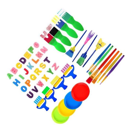 Pack De 15 Tampons éponge Pour Enfants - Motifs Variés, Manche Long, Pour Peinture Et Activités Créatives