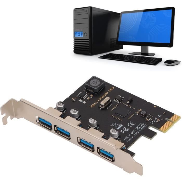 Carte PCI E vers USB 3.0 5 GbpsCarte D'extension PCI Expree vers USB 4 ...